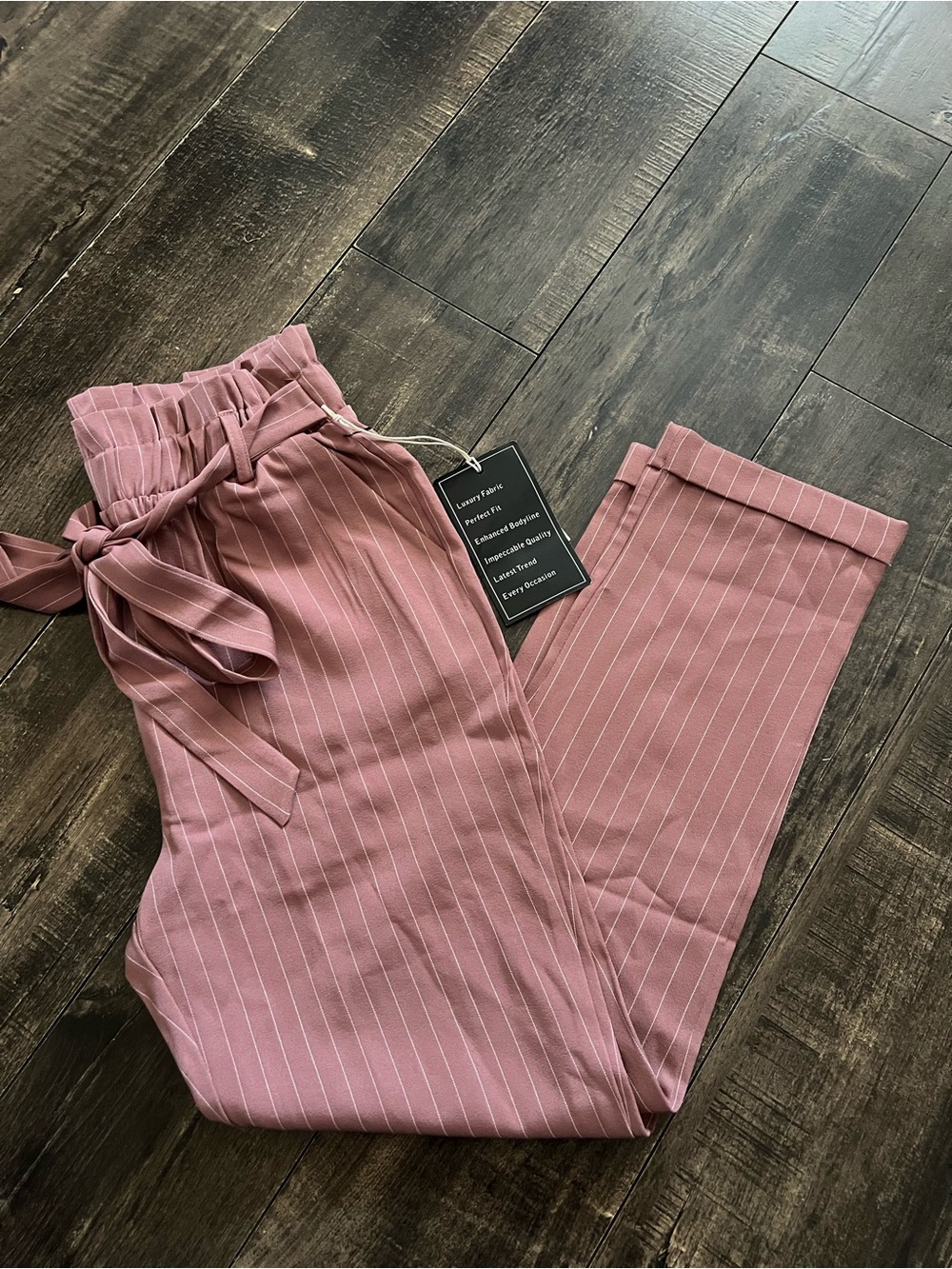 Have Pink Striped Paperbag Waist Trousers